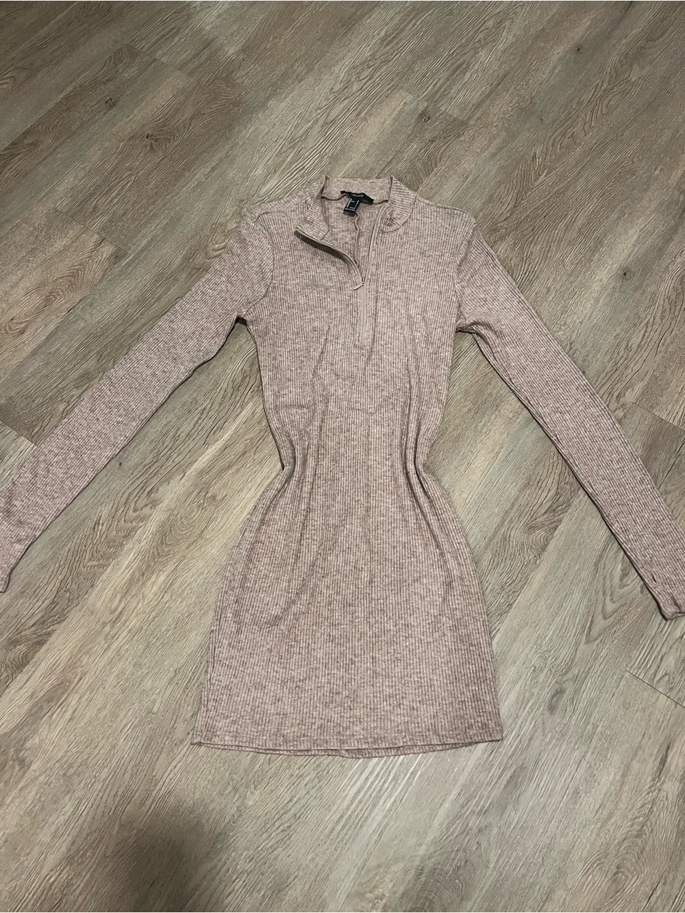 Forever 21 Blush Ribbed Mock-Neck Mini Dress